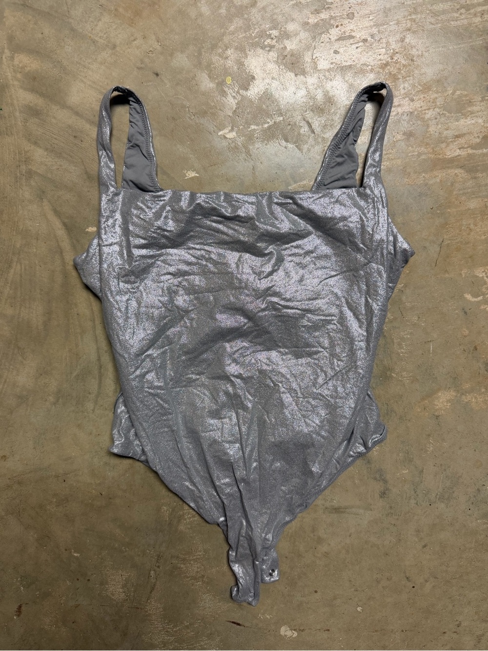 SKIMS Metallic Gray One-Piece Swimsuit